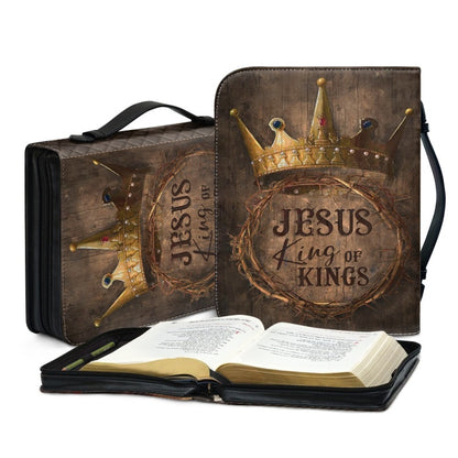 Christianartbag Bible Cover, Majestic Lion and Knight Bible Cover with 'Jesus King of Kings' Design - Name Customization Available, CAB01032324.