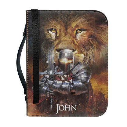 Christianartbag Bible Cover, Majestic Lion and Knight Bible Cover with 'Jesus King of Kings' Design - Name Customization Available, CAB01032324.