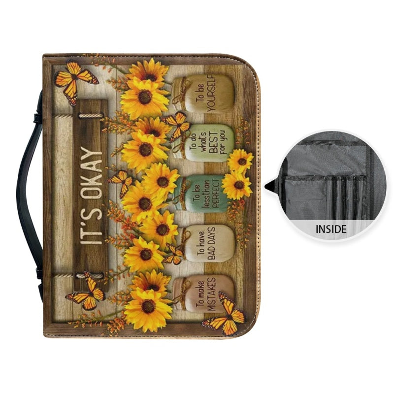 Christianartbag Bible Cover, It's Okay Personalized Bible Cover, Sunflower Butterfly Bible Cover, Personalized Bible Cover, Christmas Gift, CABBBCV02270923. - Christian Art Bag