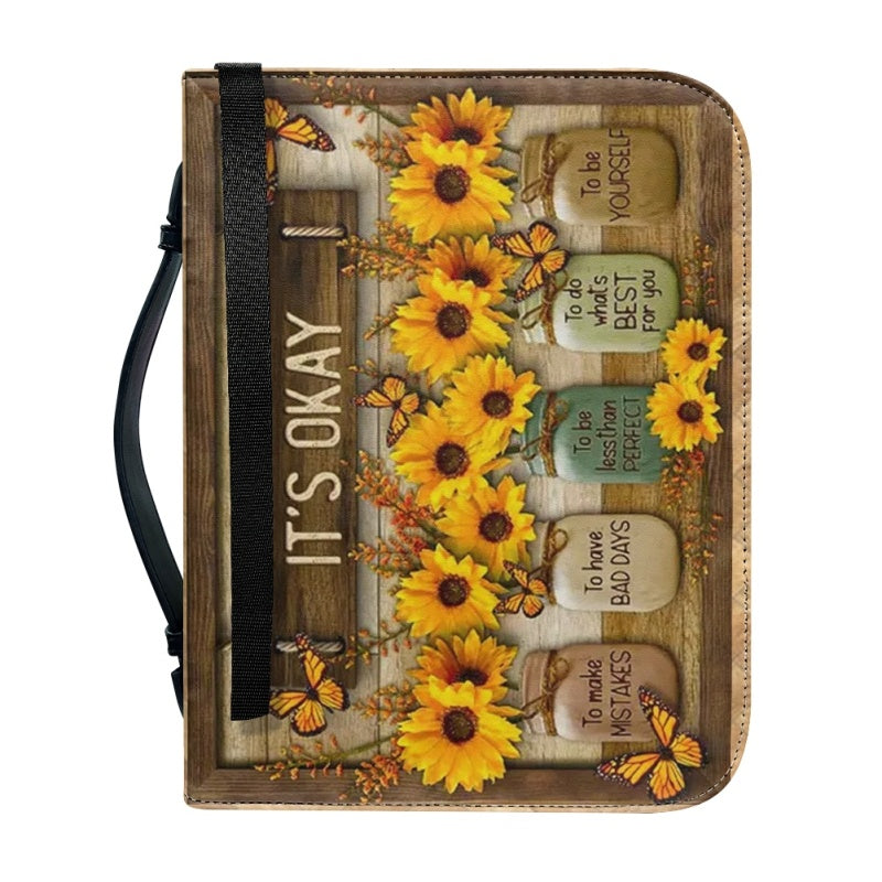 Christianartbag Bible Cover, It's Okay Personalized Bible Cover, Sunflower Butterfly Bible Cover, Personalized Bible Cover, Christmas Gift, CABBBCV02270923. - Christian Art Bag