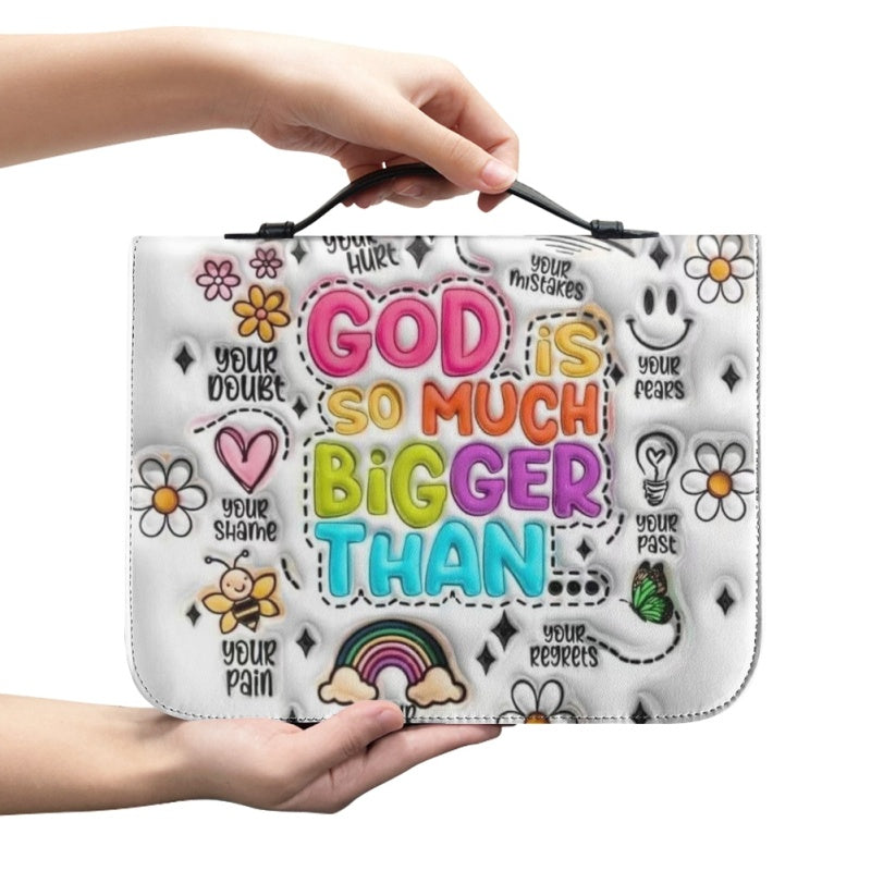 Christianartbag Bible Cover, God Is So Much Bigger Than Bible Cover, Personalized Bible Cover, Flower Bible Cover, 3D Daisy Flower Bible Cover, Christian Gifts, CAB01231123. - Christian Art Bag
