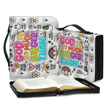 Christianartbag Bible Cover, God Is So Much Bigger Than Bible Cover, Personalized Bible Cover, Flower Bible Cover, 3D Daisy Flower Bible Cover, Christian Gifts, CAB01231123. - Christian Art Bag