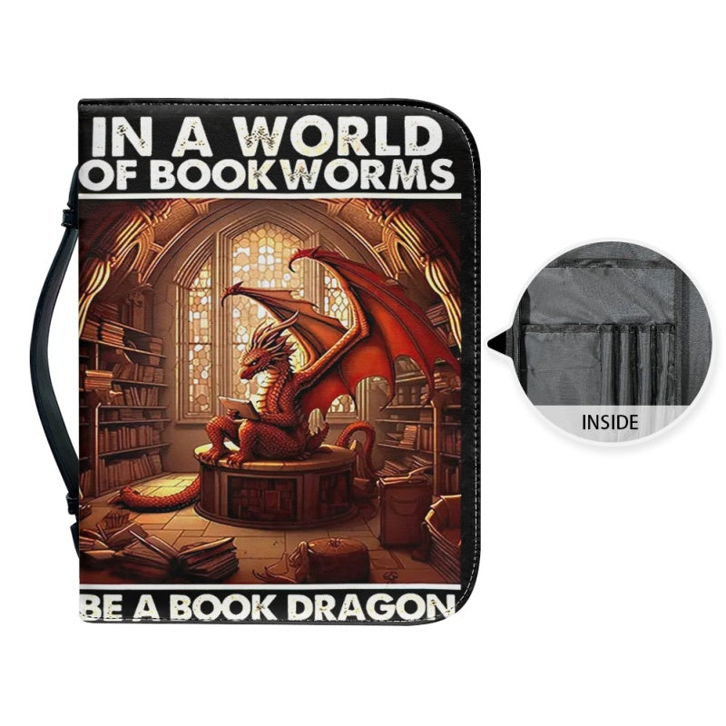 CHRISTIANARTBAG Bible Covers - In A World Of Bookworms Be A Book Dragon - Personalized Book Cover - CABBBCV01030524.