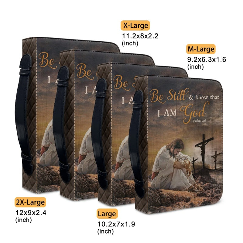 Christianartbag Bible Cover, Divine Presence Bible Cover with Custom Name - Serene Lion and Savior Imagery, CAB01022324.