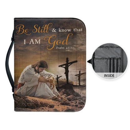 Christianartbag Bible Cover, Divine Presence Bible Cover with Custom Name - Serene Lion and Savior Imagery, CAB01022324.