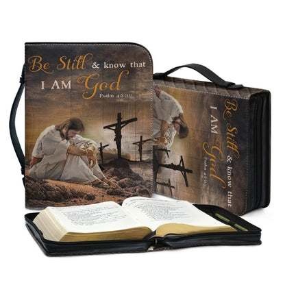 Christianartbag Bible Cover, Divine Presence Bible Cover with Custom Name - Serene Lion and Savior Imagery, CAB01022324.