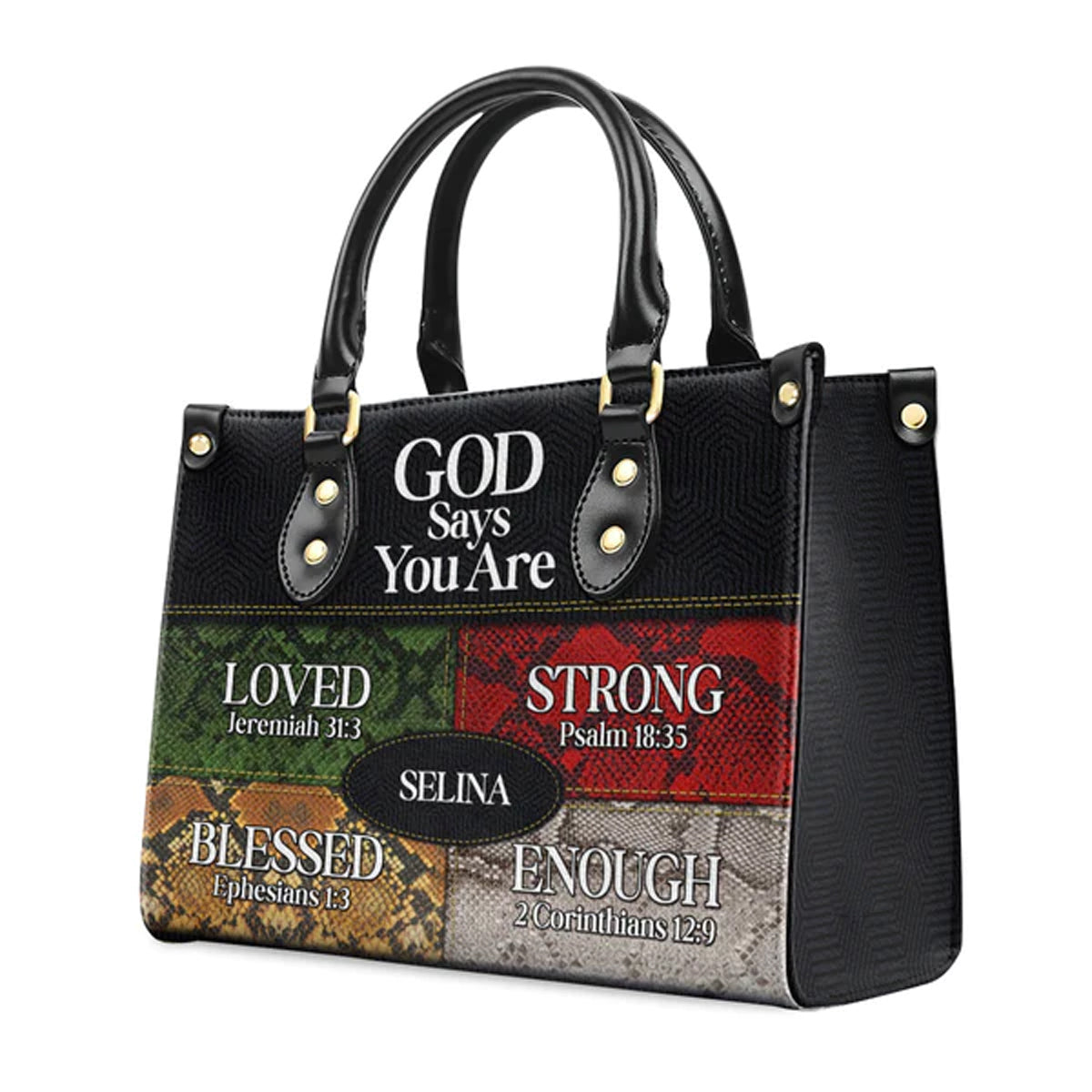 Christianartbag Handbags, God Says You Are Love Strong Blessed Enough Leather Bags, Personalized Bags, Gifts for Women, Christmas Gift, CABLTB09290723. - Christian Art Bag