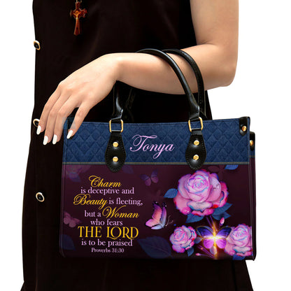 Christianart Handbag, Women Who Fears The Lord Proverbs 31:30, Personalized Gifts, Gifts for Women, Holiday Gift. - Christian Art Bag