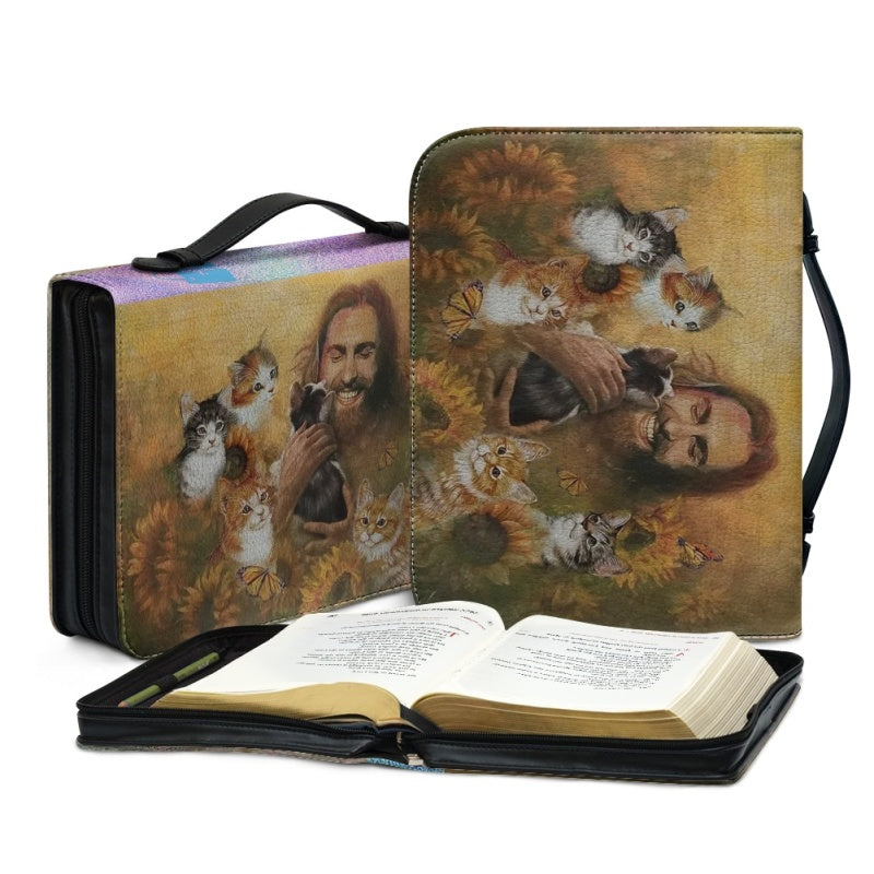 Christianartbag Bible Cover, Be Still And Know That I Am God Bible Cover, Personalized Bible Cover, Christ Cat Lion Sheep Warrior Bible Cover, Christian Gifts, CAB01021123. - Christian Art Bag