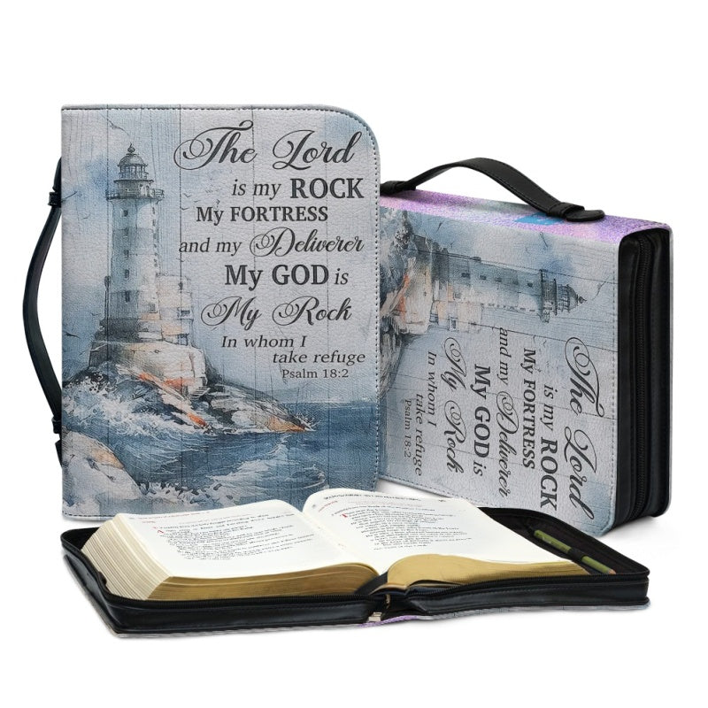 Christianartbag Bible Cover, The Lord Is My Rock Bible Cover, Personalized Bible Cover, Christ Lighthouse Bible Cover, Christian Gifts, CAB02021123. - Christian Art Bag