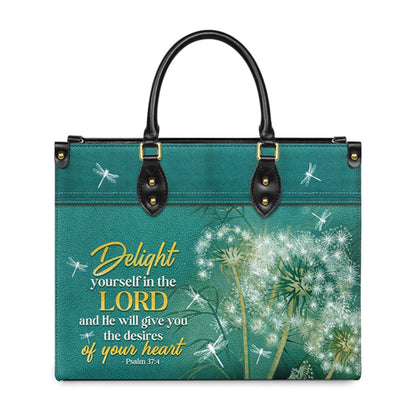 Christianart Designer Handbags, Delight Yourself In The Lord Psalm 37:4 Dandelion Dragonfly, Personalized Gifts, Gifts for Women, Christmas Gift. - Christian Art Bag