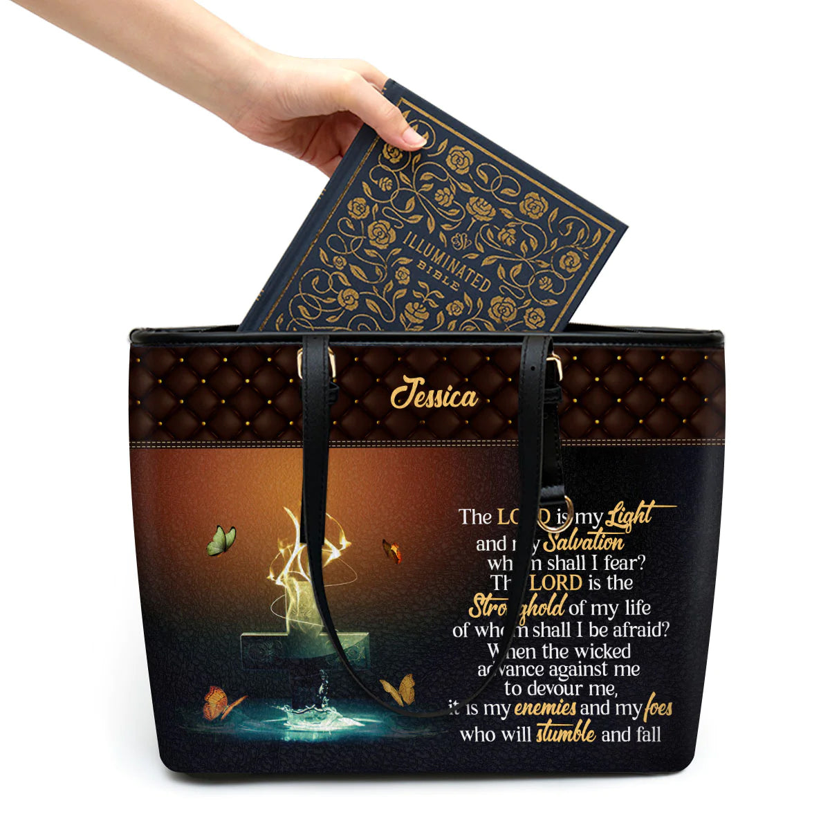 Christianart Designer Handbags, The Lord Is My Light And My Salvation, Personalized Gifts, Gifts for Women. - Christian Art Bag