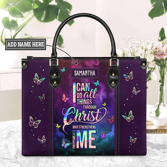 Christianart Designer Handbags, I Can Do All Things Through Christ Philippians 4:13, Personalized Gifts, Gifts for Women, Christmas Gift. - Christian Art Bag