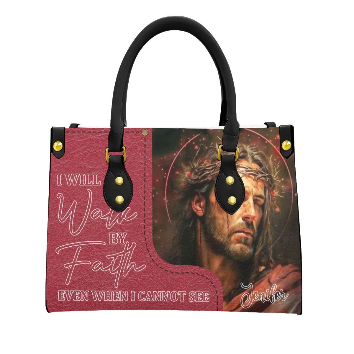 HPSP Checkbook Cover, Personalized PU Card Bag, I Will Walk By Faith Even When I Cannot See. - Christian Art Bag