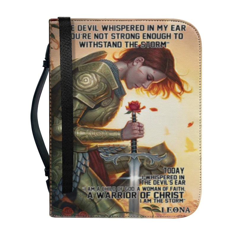 Christianartbag Bible Cover, Empowering Warrior of Faith Bible Cover with Customizable Name Feature, CAB05270224.