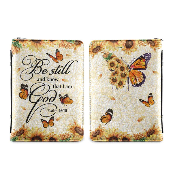 Christianart Bible Cover, Be Still And Know That I Am God Butterfly Yellow Tie Dye Psalm 46:10, Personalized Bible Cover, Gifts For Women, Christmas Gift. - Christian Art Bag