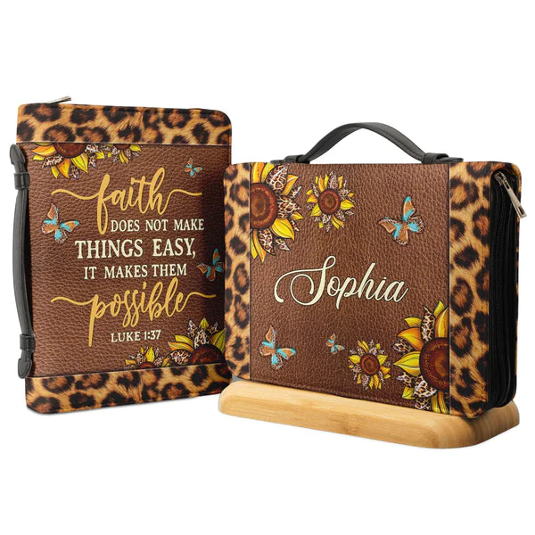 Christianartbag Bible Cover, Faith Does Not Make Things Easy Luke 1:37 Bible Cover, Personalized Bible Cover, Gifts For Women, Christmas Gift, CABBBCV02090823. - Christian Art Bag