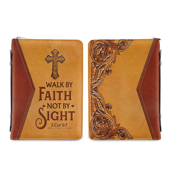 Christianart Bible Cover, Walk By Faith Not By Sight 2 Cor 5:7, Personalized Gifts for Pastor, Gifts For Women, Gifts For Men. - Christian Art Bag