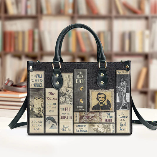 Christianartbag Novel Bags, Personalized Leather Handbags for Literary Enthusiasts, Edgar Allan Poe Leather Handbag, CABHN02281223. - Christian Art Bag