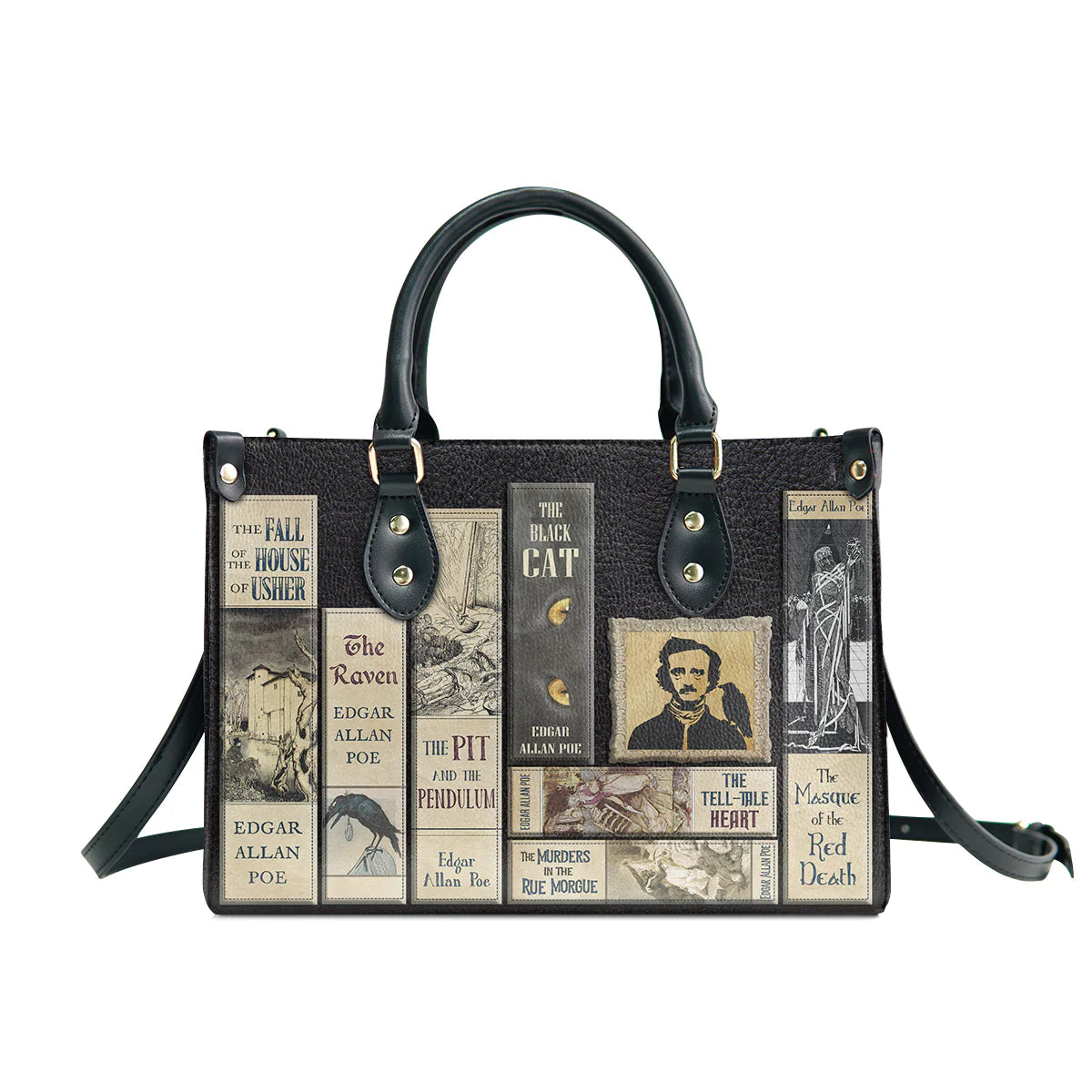 Christianartbag Novel Bags, Personalized Leather Handbags for Literary Enthusiasts, Edgar Allan Poe Leather Handbag, CABHN02281223. - Christian Art Bag