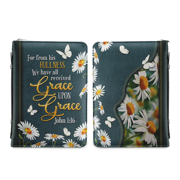 Christianart Bible Cover, From His Fullness We Have All Received Grace Upon Grace John 1 16, Personalized Bible Cover. - Christian Art Bag