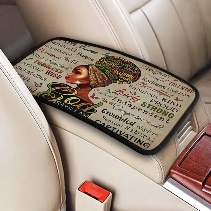 Christianartbag Armrest Accessories Car, Enhance Comfort and Protect Your Armrest with the African American Girl Center Console Armrest Pad, CAB04260923. - Christian Art Bag