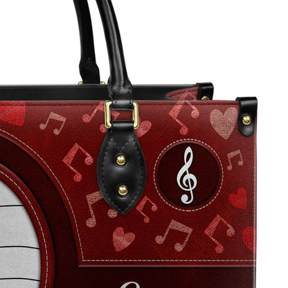 Christianartbag Teacher Bags, Custom Leather Handbags for Teachers, Gift For Teacher, Design Handbag, Where Words Fail Music Speaks Music Notes Handbag, CAB01281223. - Christian Art Bag