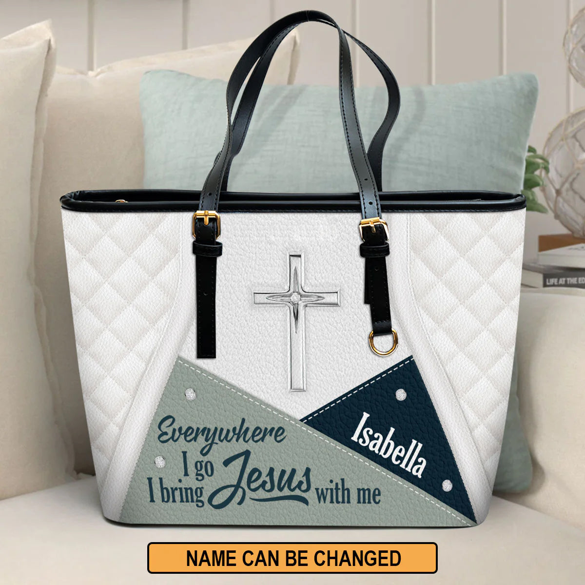 Christianart Designer Handbags, Everywhere I Go, I Bring Jesus With Me, Personalized Gifts, Gifts for Women, Christmas Gift. - Christian Art Bag
