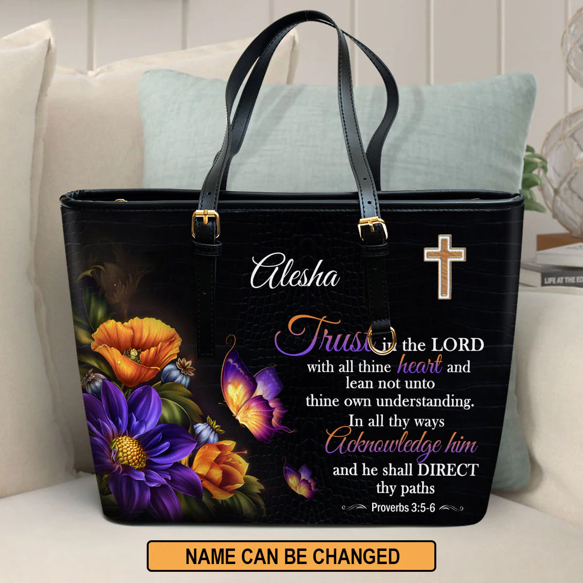 Christianart Personalized Leather Tote Bag