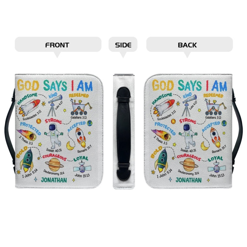 Christianartbag Bible Cover, God Says I Am Bible Cover, Personalized Bible Cover, Galaxy Leader Bible Cover, Bible Cover For Kids, Christian Gifts, CAB04281123. - Christian Art Bag