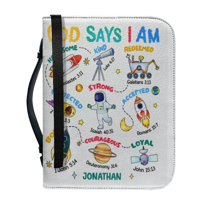 Christianartbag Bible Cover, God Says I Am Bible Cover, Personalized Bible Cover, Galaxy Leader Bible Cover, Bible Cover For Kids, Christian Gifts, CAB04281123. - Christian Art Bag
