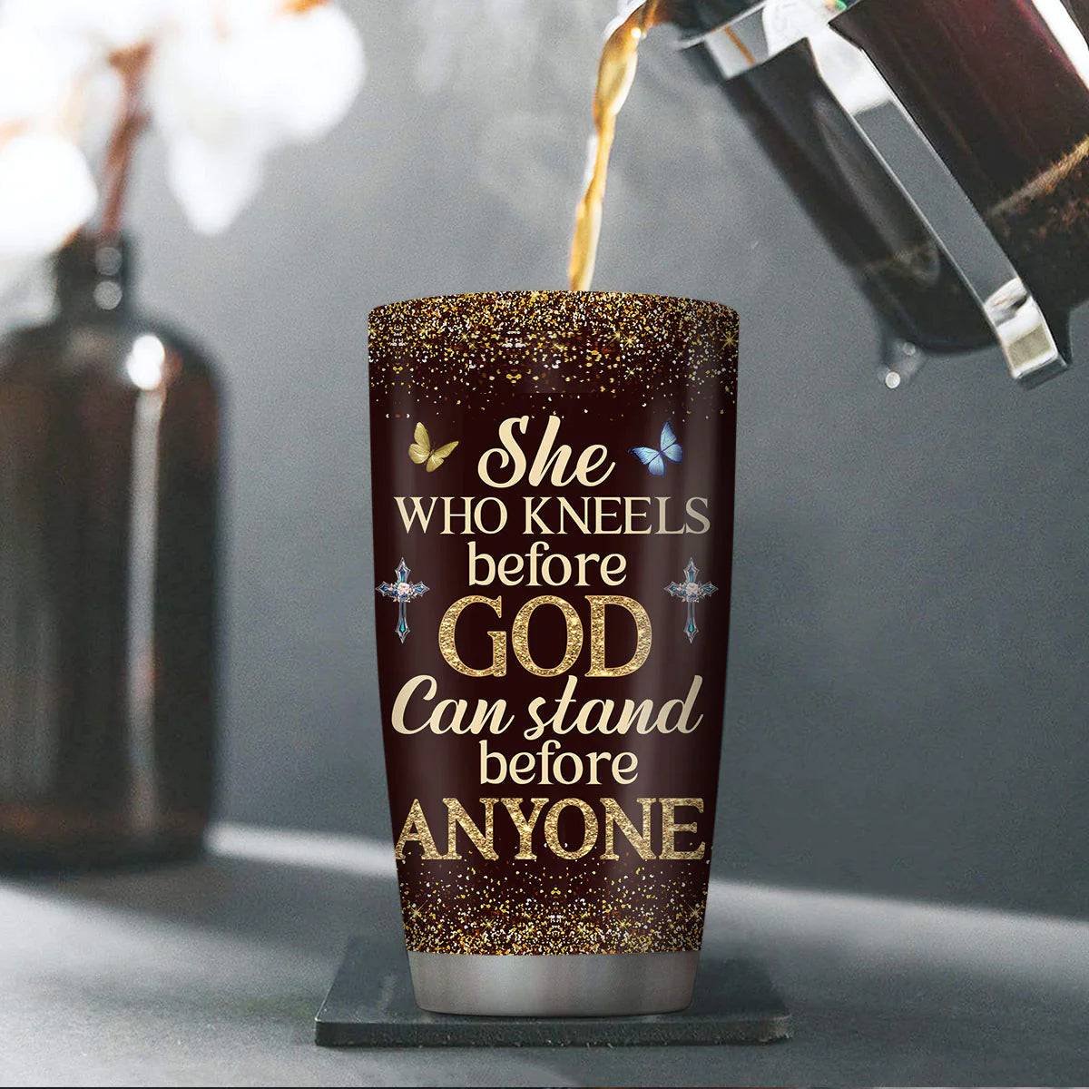 Christianartbag Drinkware She Who Kneels Before Can Stand Before Anyone