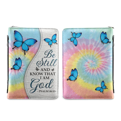 Christianart Bible Cover, Be Still And Know That I Am God Butterfly Tie Dye Psalm 46:10, Personalized Bible Cover, Gifts For Women, Christmas Gift. - Christian Art Bag