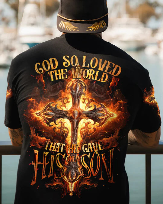 Christianartbag 3D T-Shirt For Men, God So Loved The World Men's All Over Print Shirt, Christian T-Shirt, Christian 3D T-Shirt, Unisex T-Shirt. - Christian Art Bag