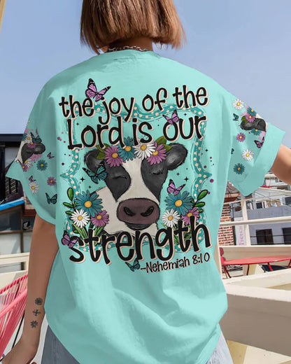 Christianartbag 3D T-Shirt For Women, The Joy Of The Lord Cow Women's All Over Print Shirt, Christian Shirt, Faithful Fashion, 3D Printed Shirts for Christian Women - Christian Art Bag