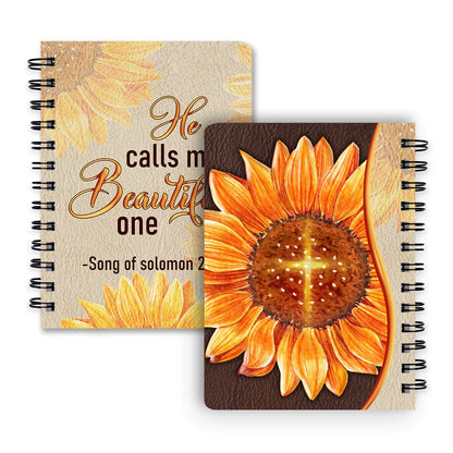 Christianart Spiral Journal, He Calls Me Beautiful One Song Of Solomon 2:10, Personalized Spiral Journal, Jesus Spiral Journal. - Christian Art Bag