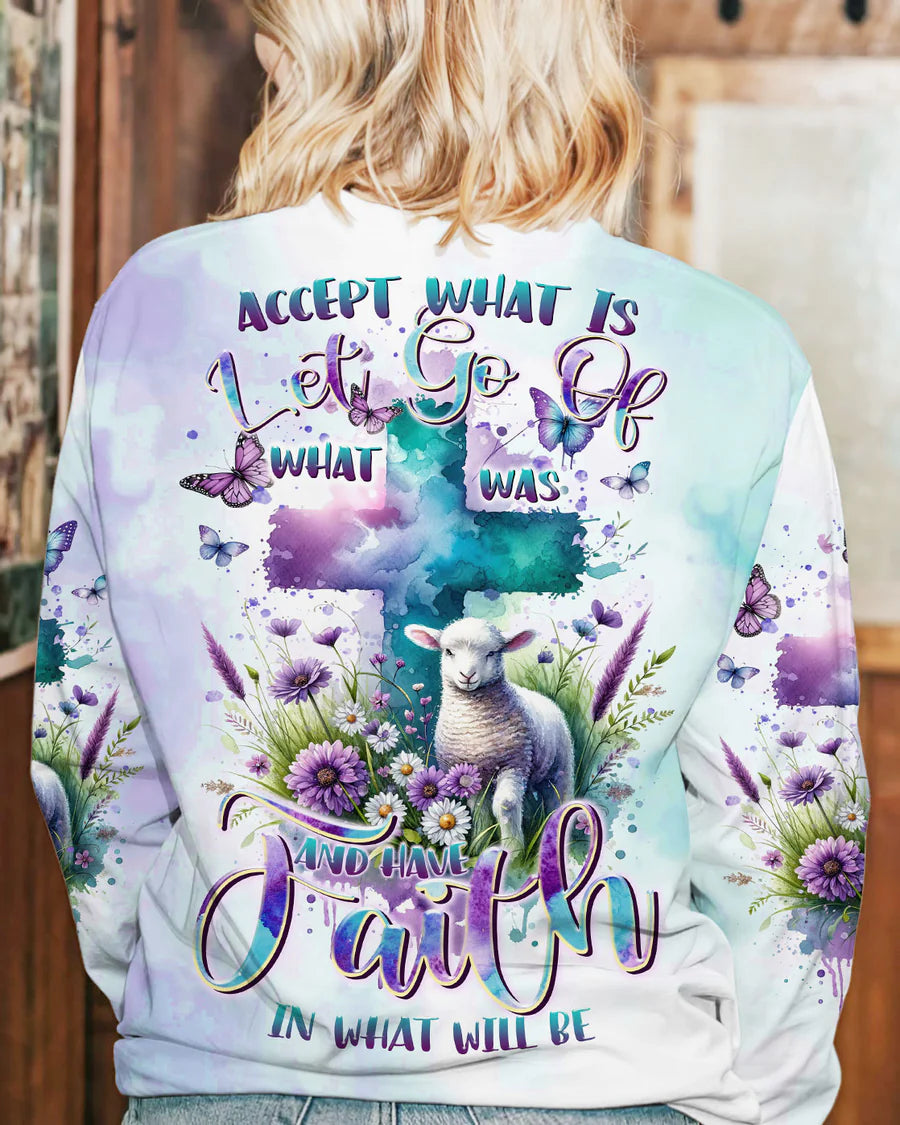 Christianartbag 3D T-Shirt For Women, Accept What Is Let Go Of What Was Lamb Women's All Over Print Shirt, Christian Shirt, Faithful Fashion, 3D Printed Shirts for Christian Women, CABDS05261223 - Christian Art Bag