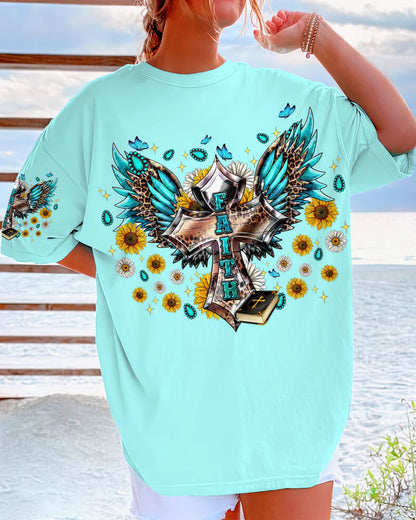 Christianartbag 3D T-Shirt For Women, Faith Cross Wings,Christian Shirt, Faithful Fashion, 3D Printed Shirts for Christian Women - Christian Art Bag