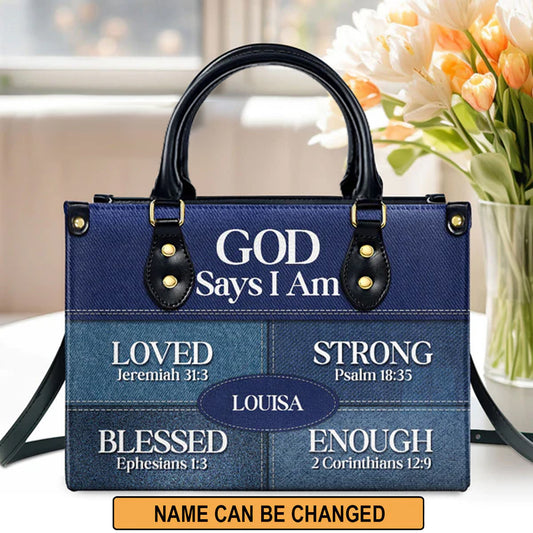 Christianartbag Handbags, God Says I Am Blessed Ephesians 1:3 Leather Bags, Personalized Bags, Gifts for Women, Christmas Gift, CABLTB08290723. - Christian Art Bag