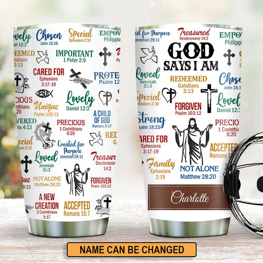 Christianartbag Drinkware, GOD Say I Am, Personalized Mug, Tumbler, Christmas Gift. - Christian Art Bag