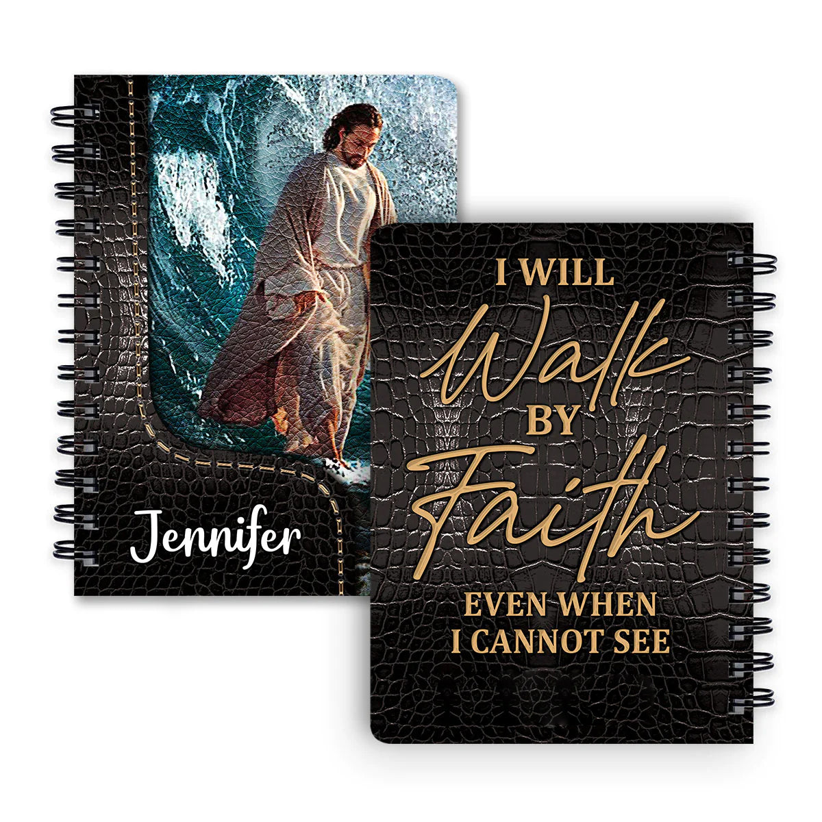 Christianart Spiral Journal, I Will Walk By Faith, Personalized Spiral Journal, Jesus Spiral Journal. - Christian Art Bag