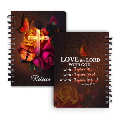 Christianart Spiral Journal, Love The Lord Your God With All Your Heart Matthew 22:37, Jesus Spiral Journal. - Christian Art Bag