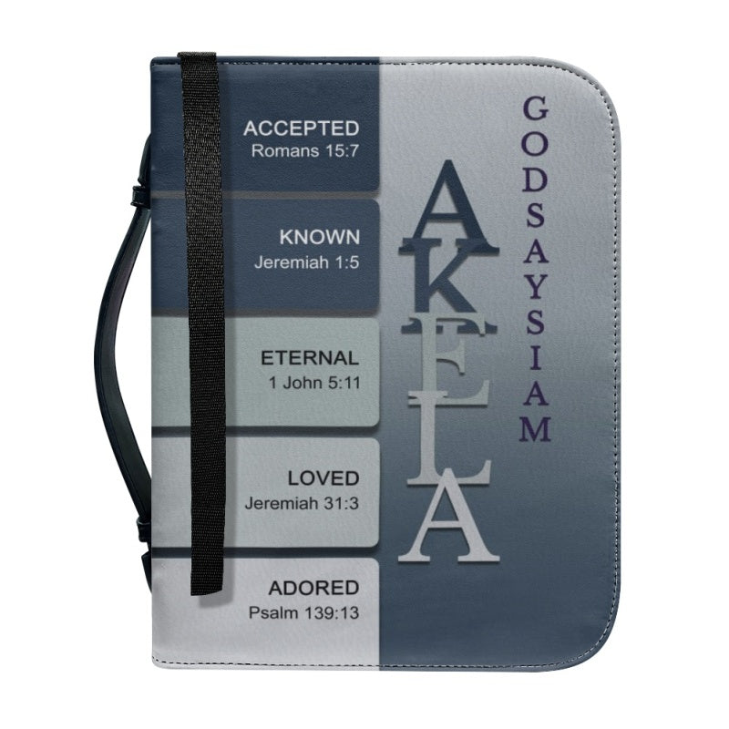 CHRISTIANARTBAG Bible Cover Silver Blue - Uncover the sacred meaning of your name - Personalized Bible Cover, CABBBCV12131124.