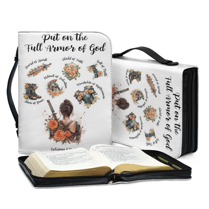 CHRISTIANARTBAG Bible Cover - Put On The Full Armor Of GOD Ephesians 6 10-18 - Personalized Bible Cover, CABBBCV01120824.