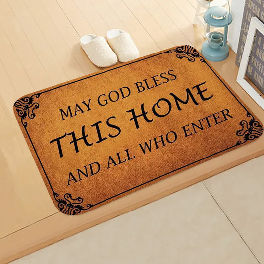 Christianartbag Door Mats, 1pc Home Entrance Door Mat, Welcome Door Mat,"May GOD This Home And All Who Enter" Bless Printed Indoor&Outdoor Welcome Mat CABDM01180923. - Christian Art Bag