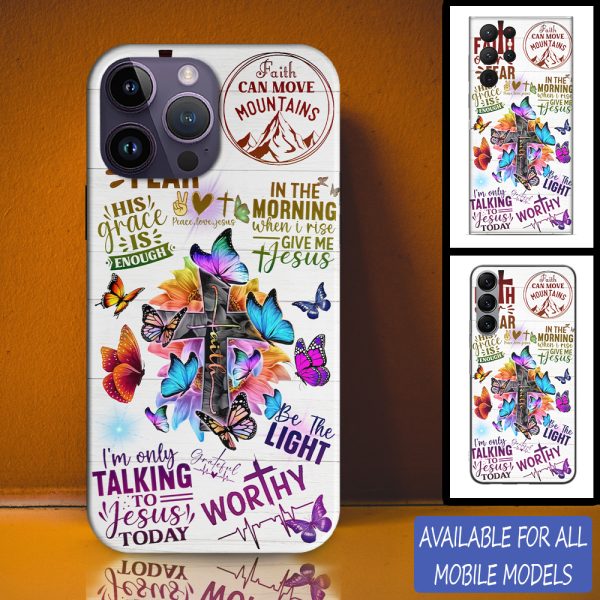 Christianartbag Phone Case, Faith Butterfly Cross Sticker Phone Case, Personalized Phone Case, Christian Phone Case,  Jesus Phone Case,  Bible Verse Phone Case, CABPC05270723 - Christian Art Bag