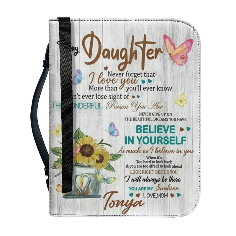 Christianartbag Bible Cover, To My Daughter Bible Cover, Personalized Bible Cover, Sunflower Cross Bible Cover, Christian Gifts, CAB01171123. - Christian Art Bag