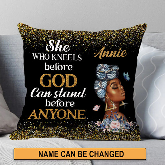 Christianartbag Pillow, She Who Kneels Before GOD, Personalized Throw Pillow, Christian Gift, Christian Pillow, Christmas Gift. - Christian Art Bag