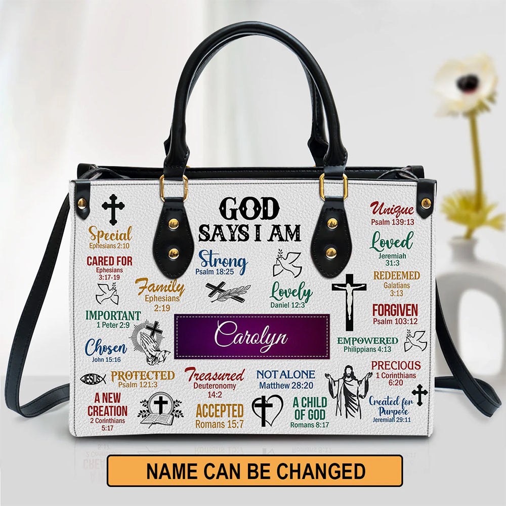 HPSP Checkbook Cover, Personalized Card Bag, God Says I Am, Scripture Gifts For Christian Women. - Christian Art Bag