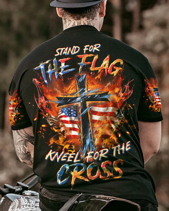 Christianartbag 3D T-Shirt For Men, Stand For The Flag Kneel For The Cross Men's All Over Print Shirt, Christian T-Shirt, Christian 3D T-Shirt, Unisex T-Shirt. - Christian Art Bag